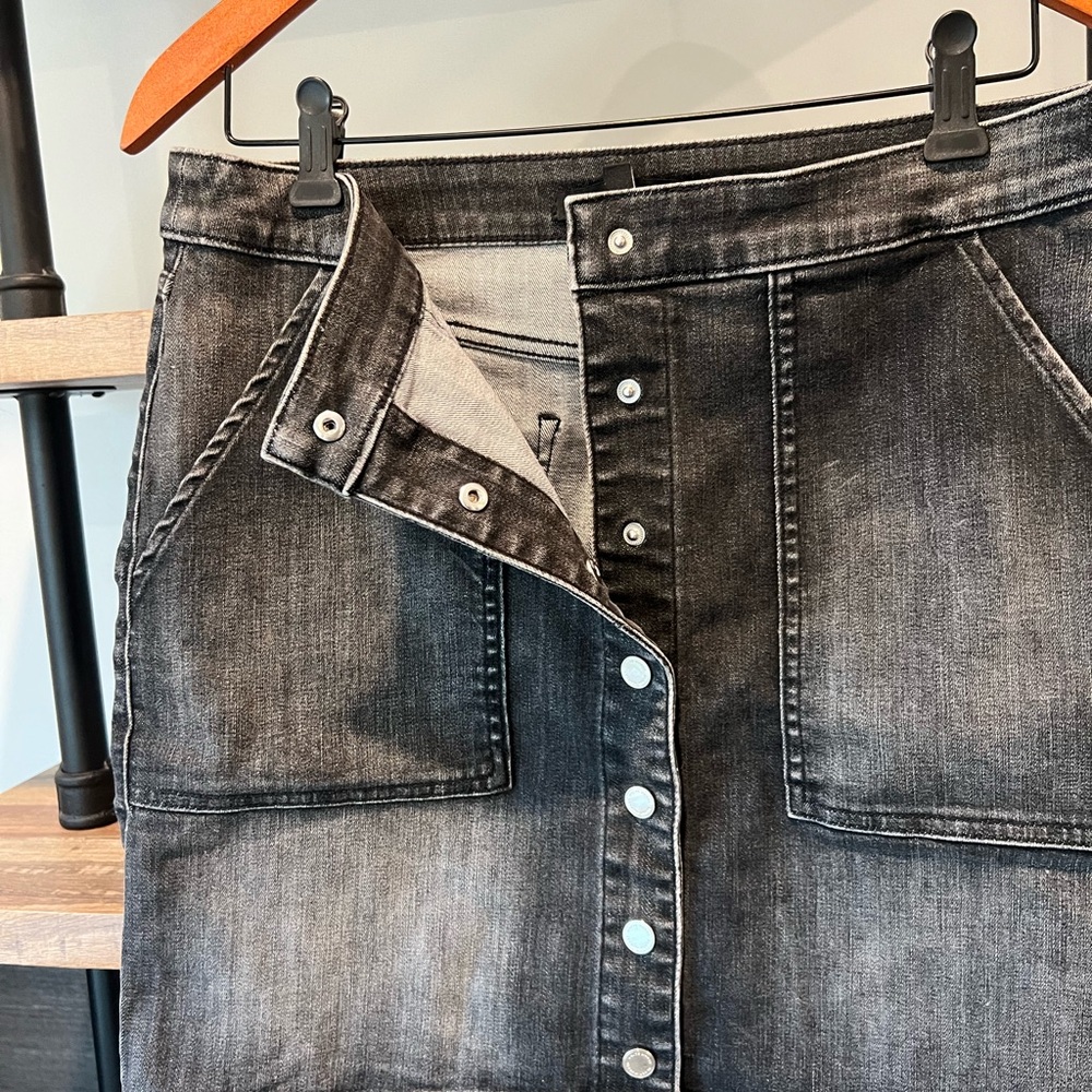 White House Black Market Denim Button-Front Skirt - Picture 7 of 11